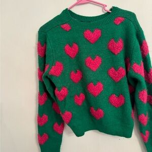 Green and Pink Heart Sweater
